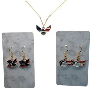 NWT 3 Pack Giadasio Handmade Gold Plated America Red/White/Blue USA Jewelry Set